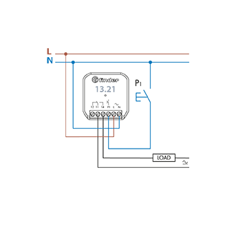 Connection diagram Type 13.21 with pushbutton on neutral