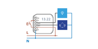 Wiring diagram Type 13.22 with VB function - Bathroom fan + Light